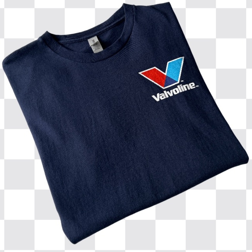 Valvoline Oil Navy Blue Graphic Classic Style Crew Neck Cotton Tee Shirt Large